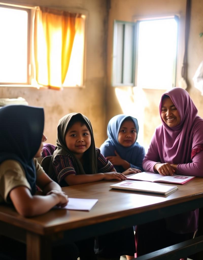 Relawan mengajar anak-anak di kelas